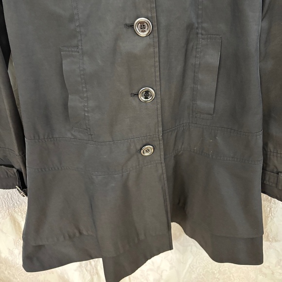 Guess Woman’s Collared Hooded Button Closure Lined  Midi Jacket Black Size M - Picture 4 of 9